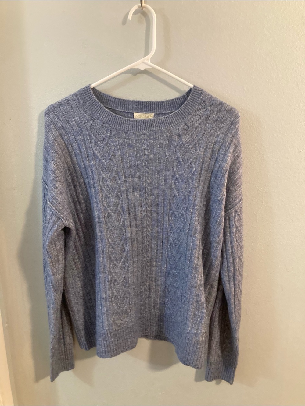 Women’s Cable-Texture Crewneck Periwinkle Blue Sweater Size S, can fit M